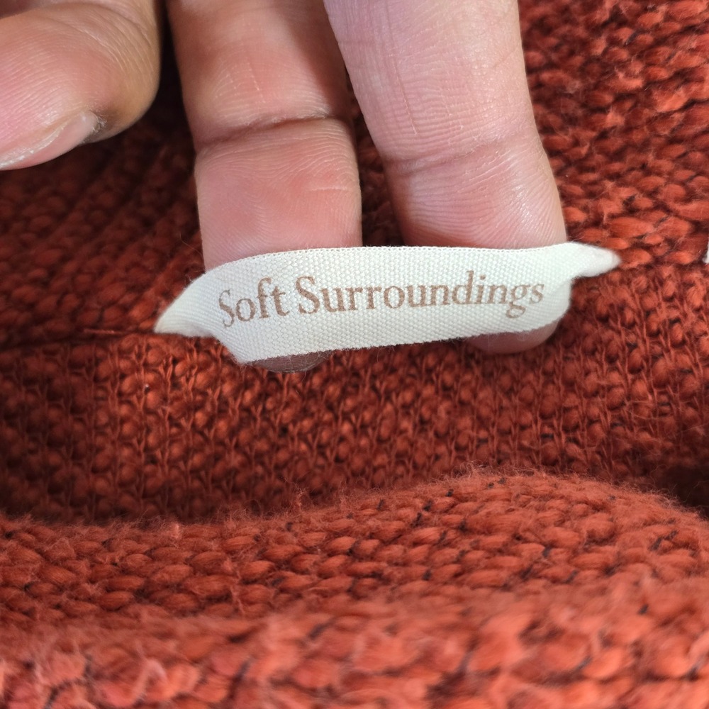 Soft Surroundings Burnt Orange Cowl Neck Button Detail Tunic Sweater M 2AZ93 - Picture 5 of 8